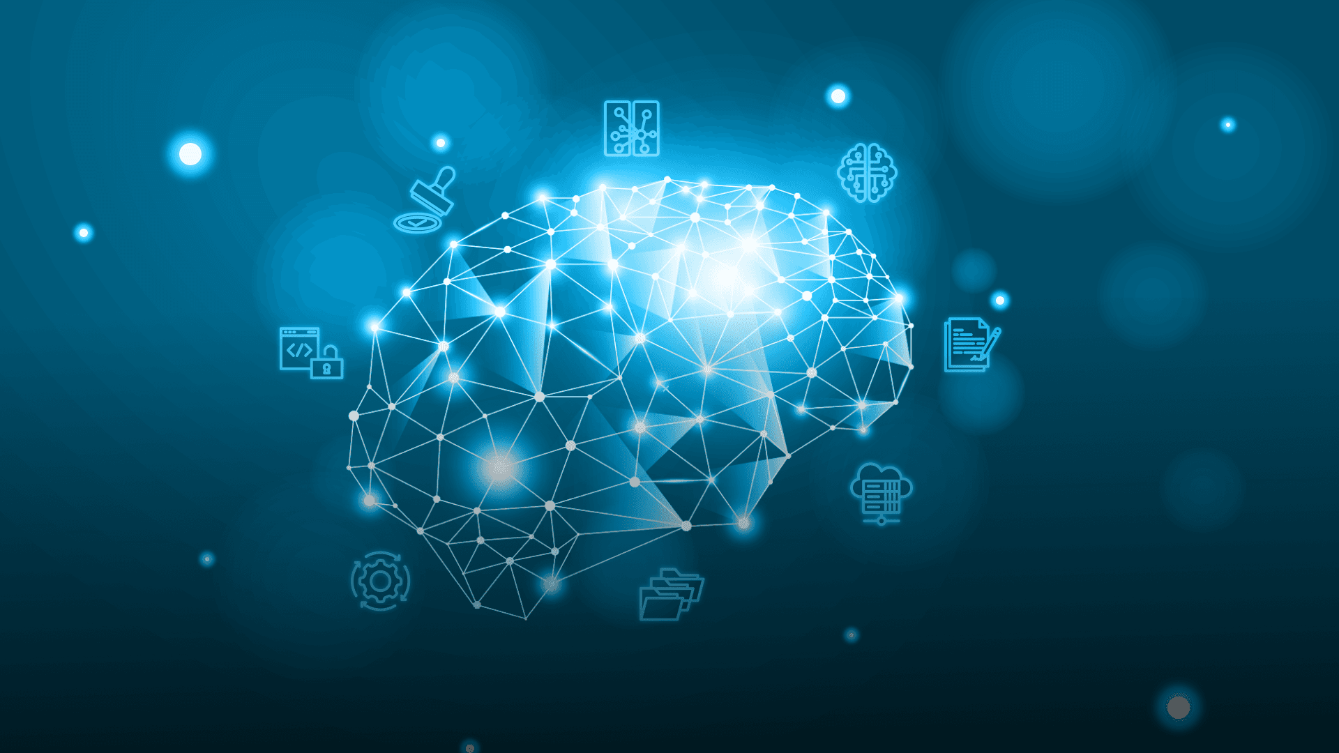 Ein neuronales Netzwerk in Form eines Gehirns